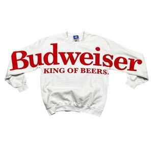 Budweiser King Of Beers Sleeve Spell Out Crewneck Sweatshirt